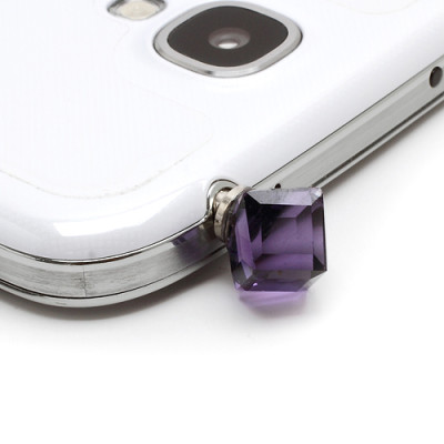 Други Бижута за телефони Бижу за телефон 3.5 mm jack кристален куб лилаво
